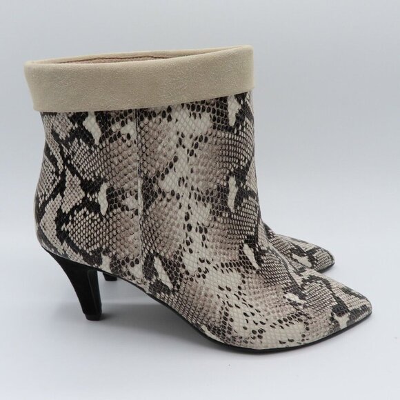 42 Gold Ojai Womens 8.5 Leather Snake Snakeskin Python Print Heeled Ankle Boots - Picture 6 of 11